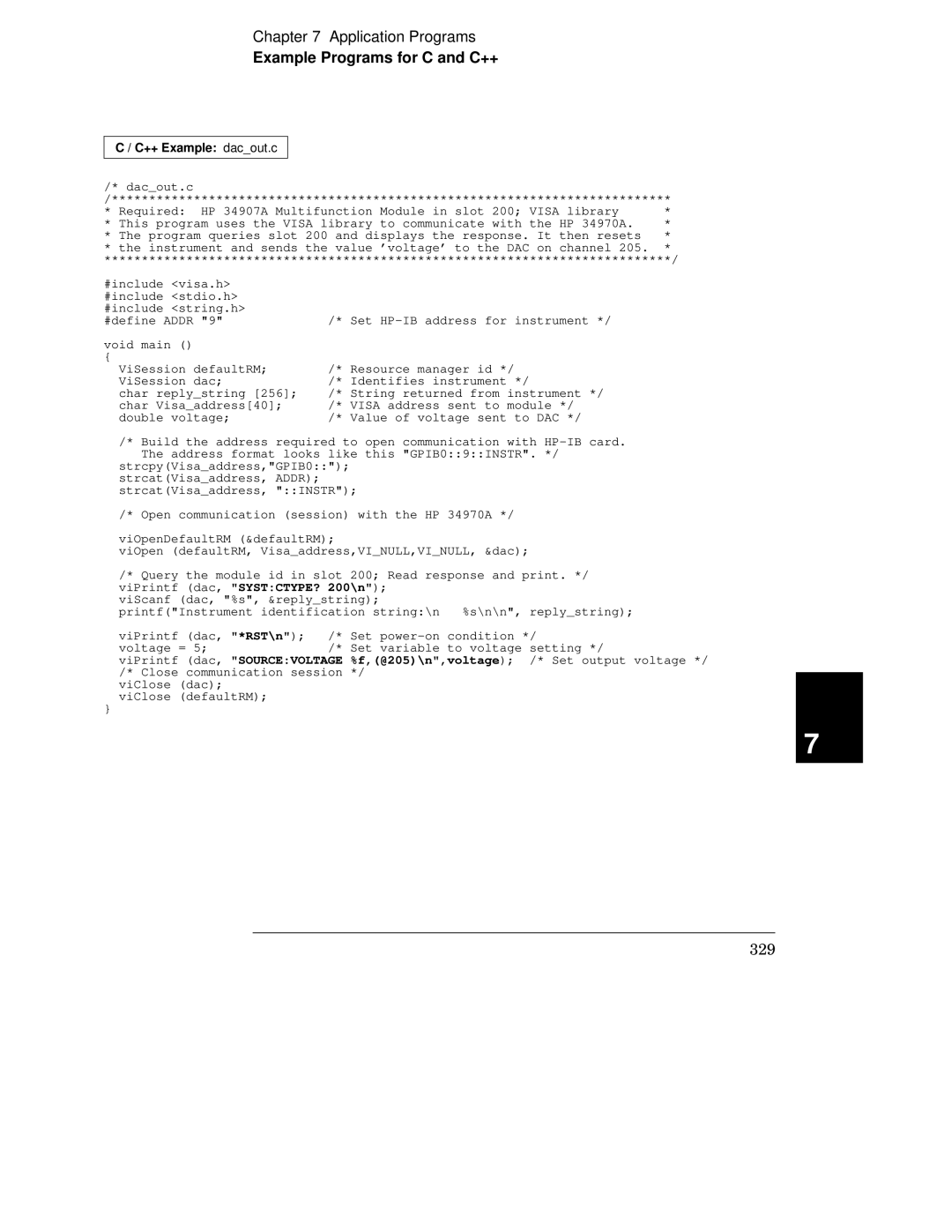 HP 34970A manual ++ Example dacout.c 