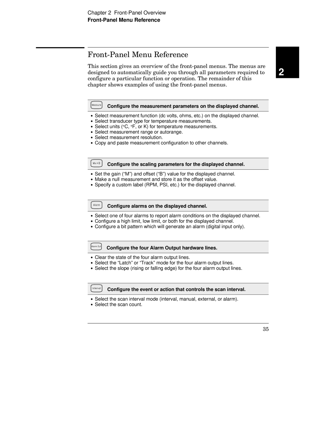 HP 34970A manual Front-Panel Menu Reference, X xz Zx x 