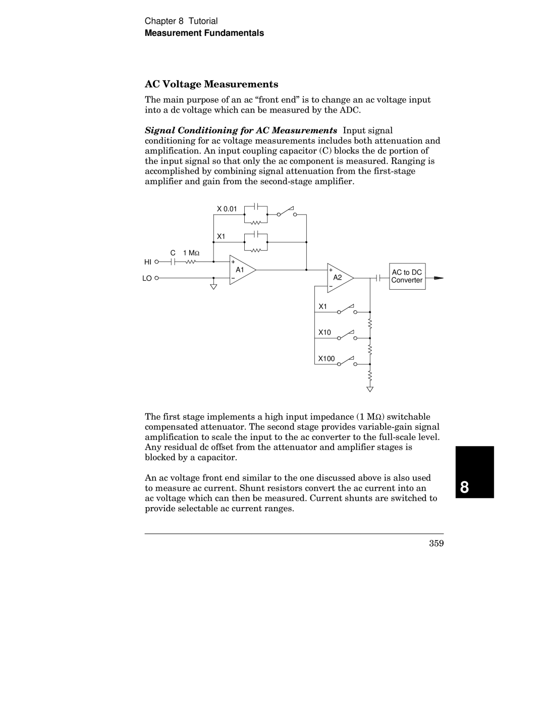 HP 34970A manual HI A1 AC to DC Converter X10 X100 