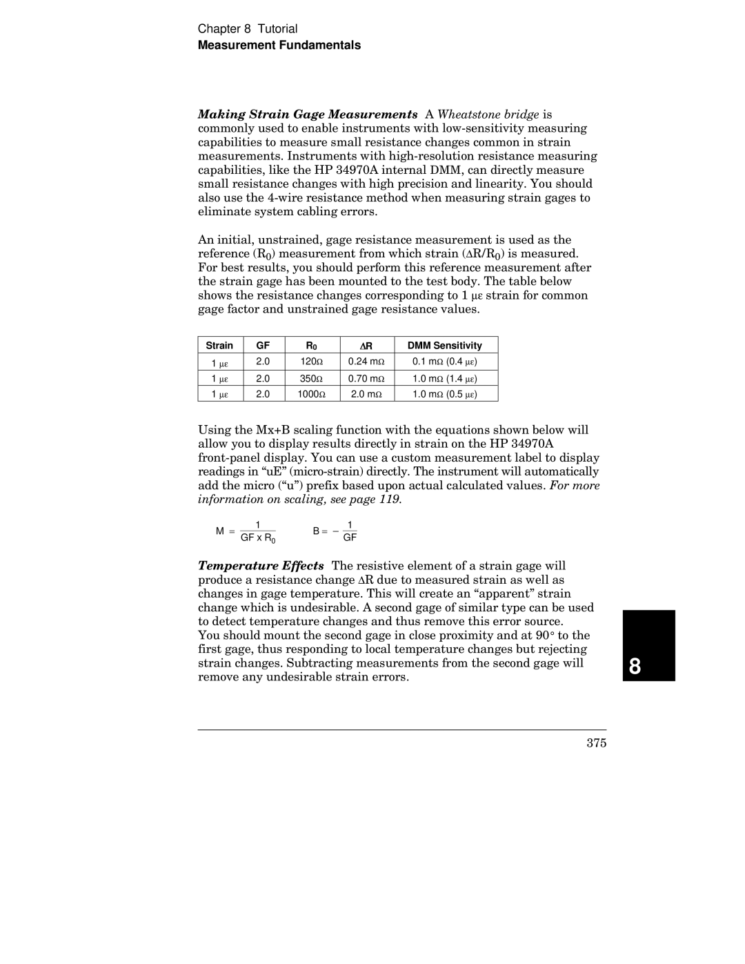 HP 34970A manual Strain DMM Sensitivity 