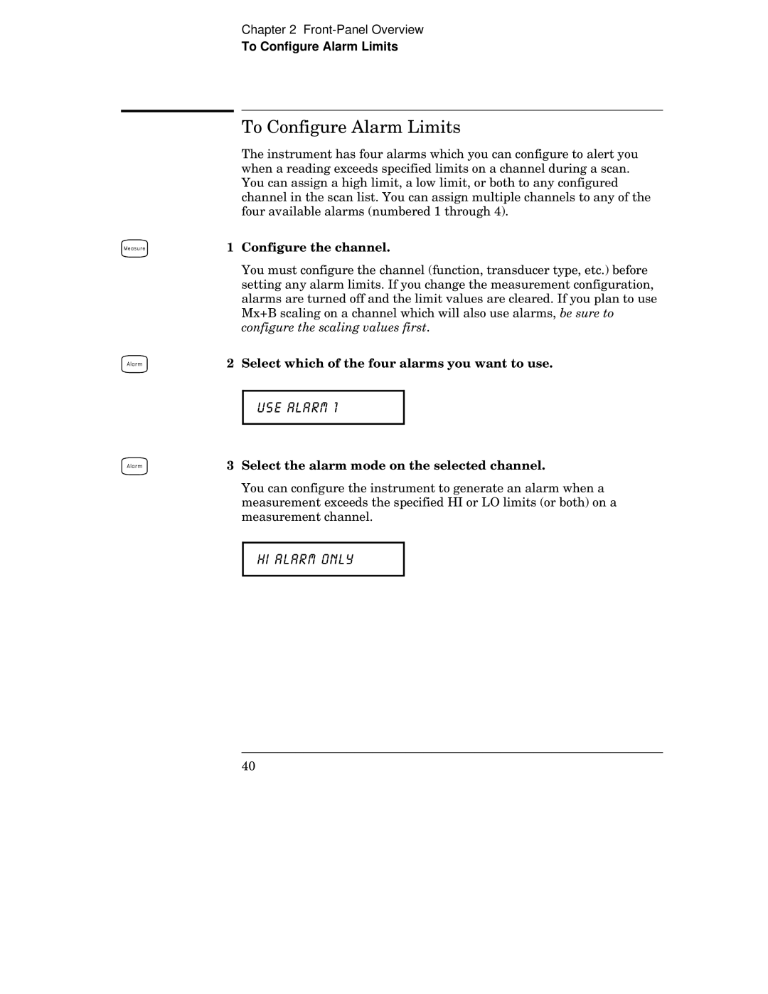 HP 34970A manual + ,$/$5021, To Configure Alarm Limits 