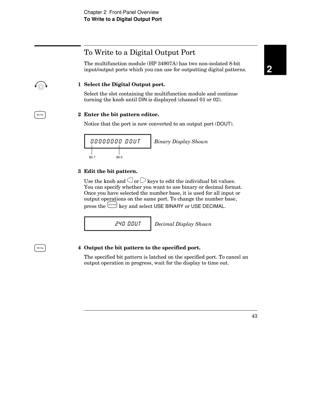 HP 34970A manual 7 h k, To Write to a Digital Output Port 