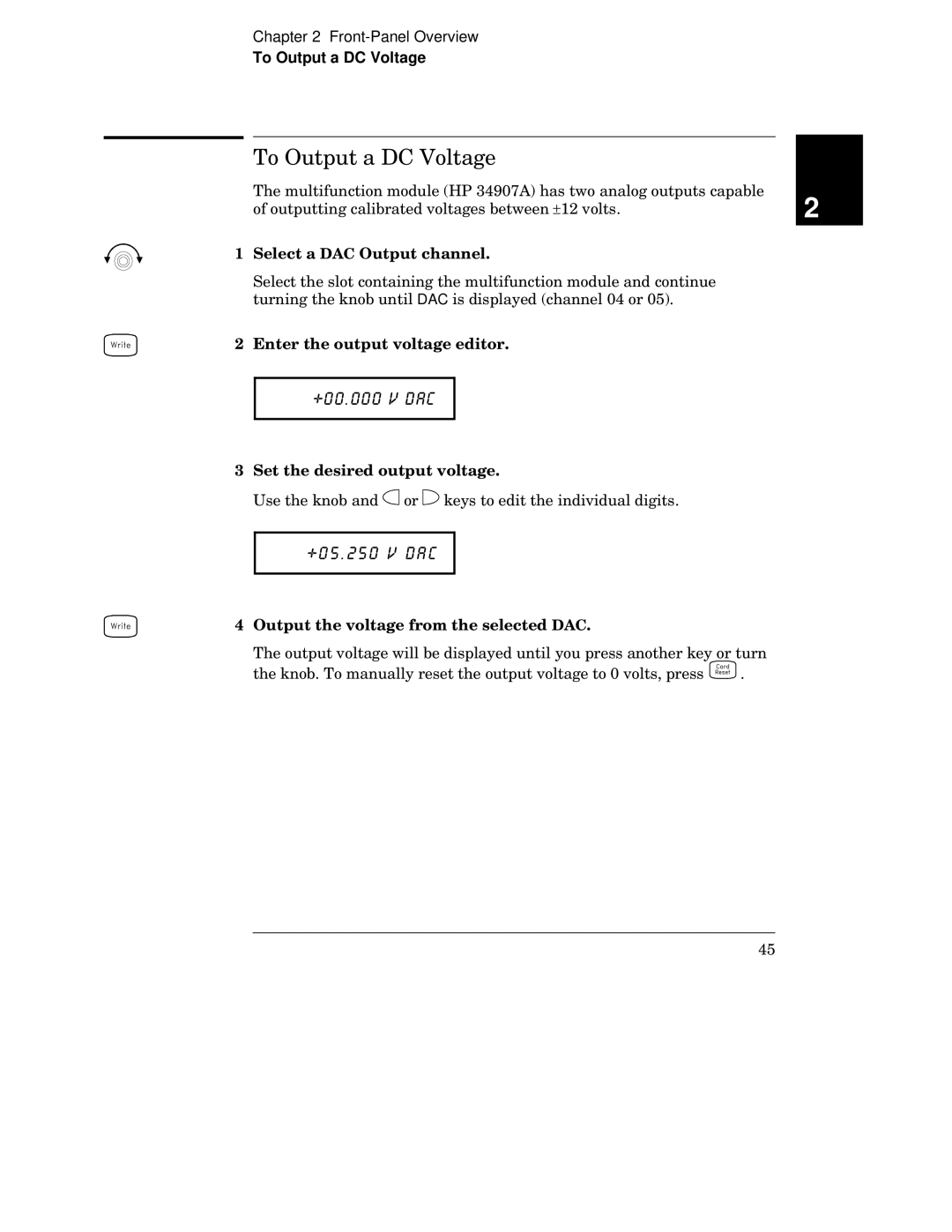 HP 34970A manual To Output a DC Voltage 