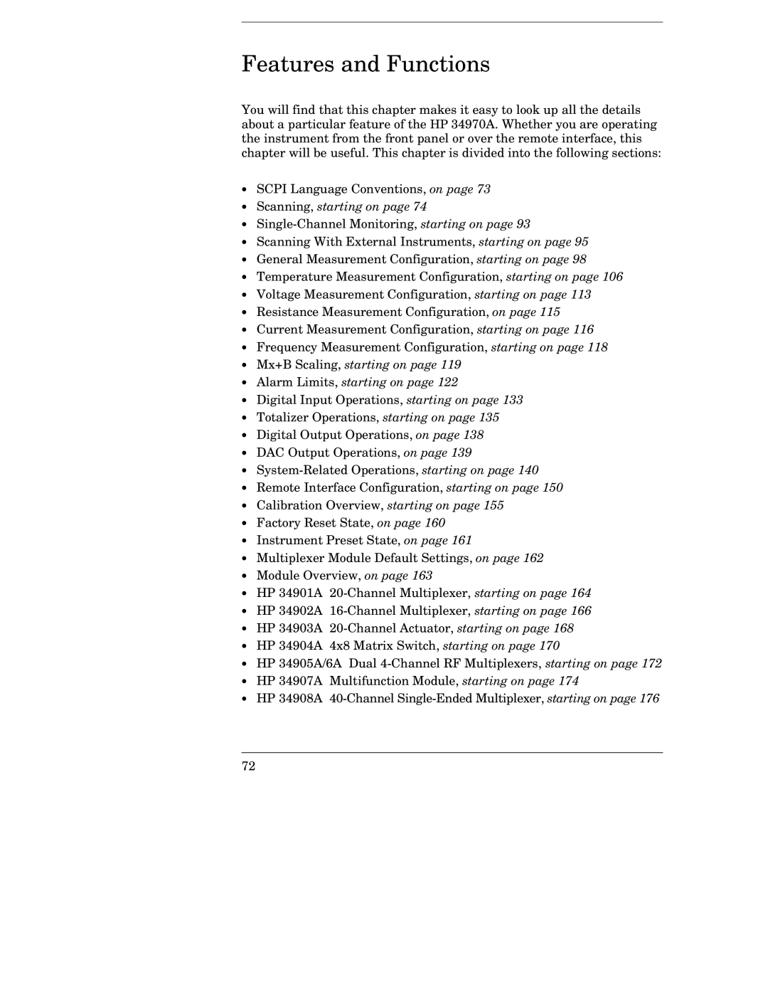 HP 34970A manual Features and Functions 