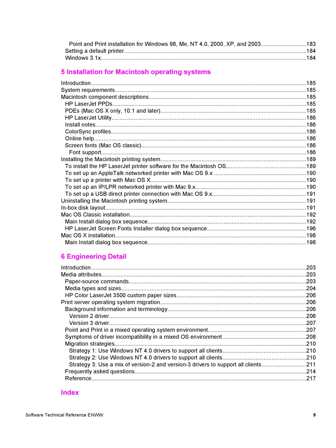 HP 3500 3500 manual Index 