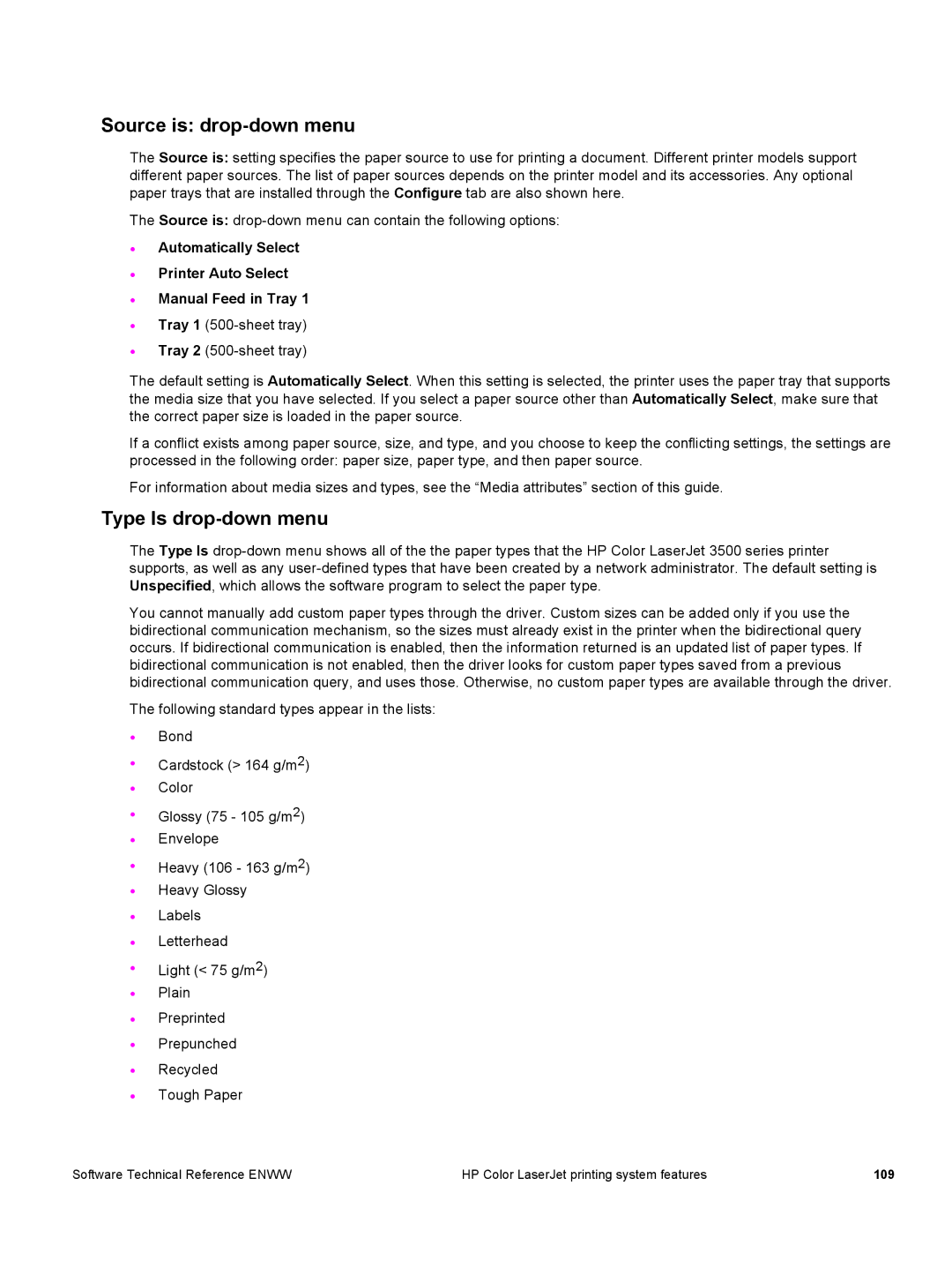 HP 3500 3500 manual Source is drop-down menu, Type Is drop-down menu 