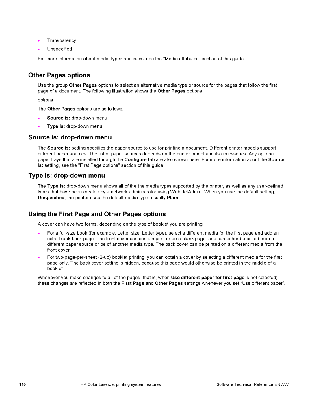 HP 3500 3500 manual Using the First Page and Other Pages options 