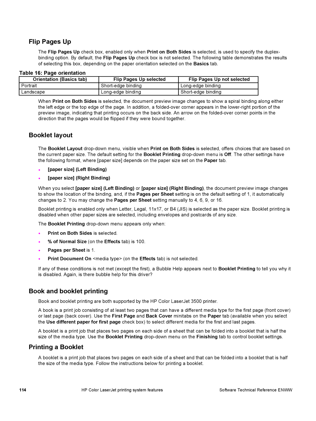 HP 3500 3500 manual Printing a Booklet, Paper size Left Binding Paper size Right Binding 