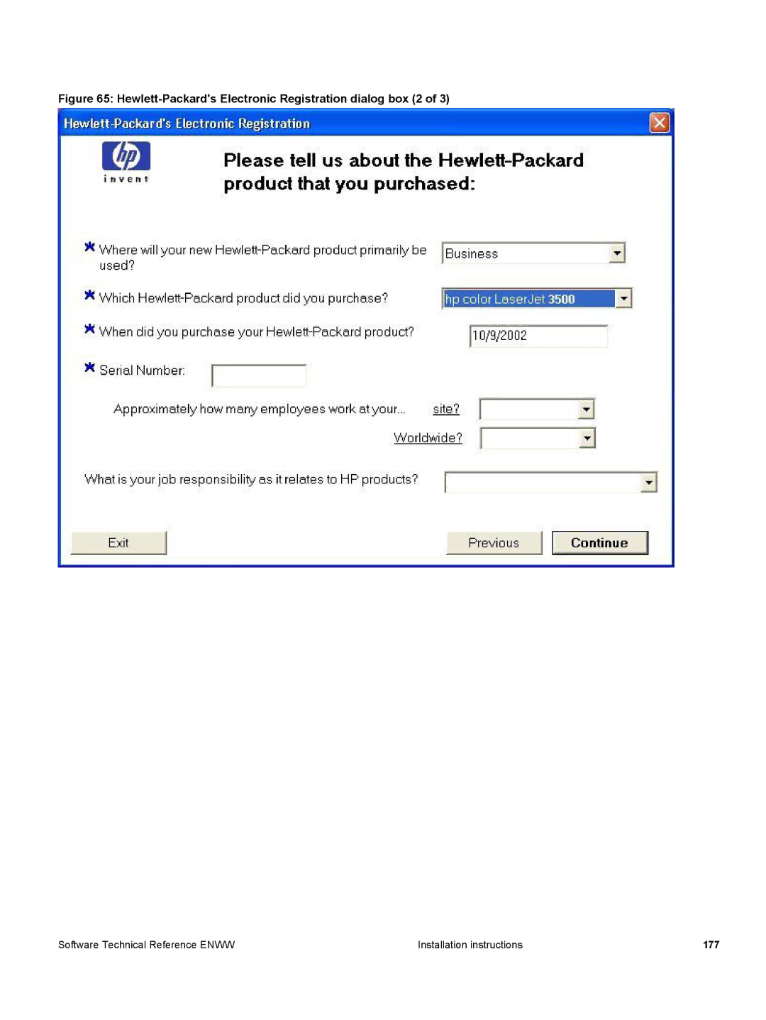 HP 3500 3500 manual Hewlett-Packards Electronic Registration dialog box 2 