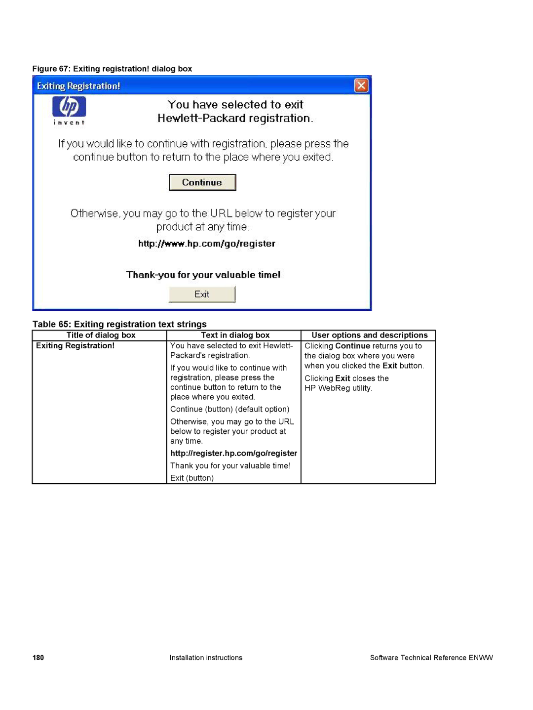 HP 3500 3500 manual Exiting registration text strings, Exiting registration! dialog box 