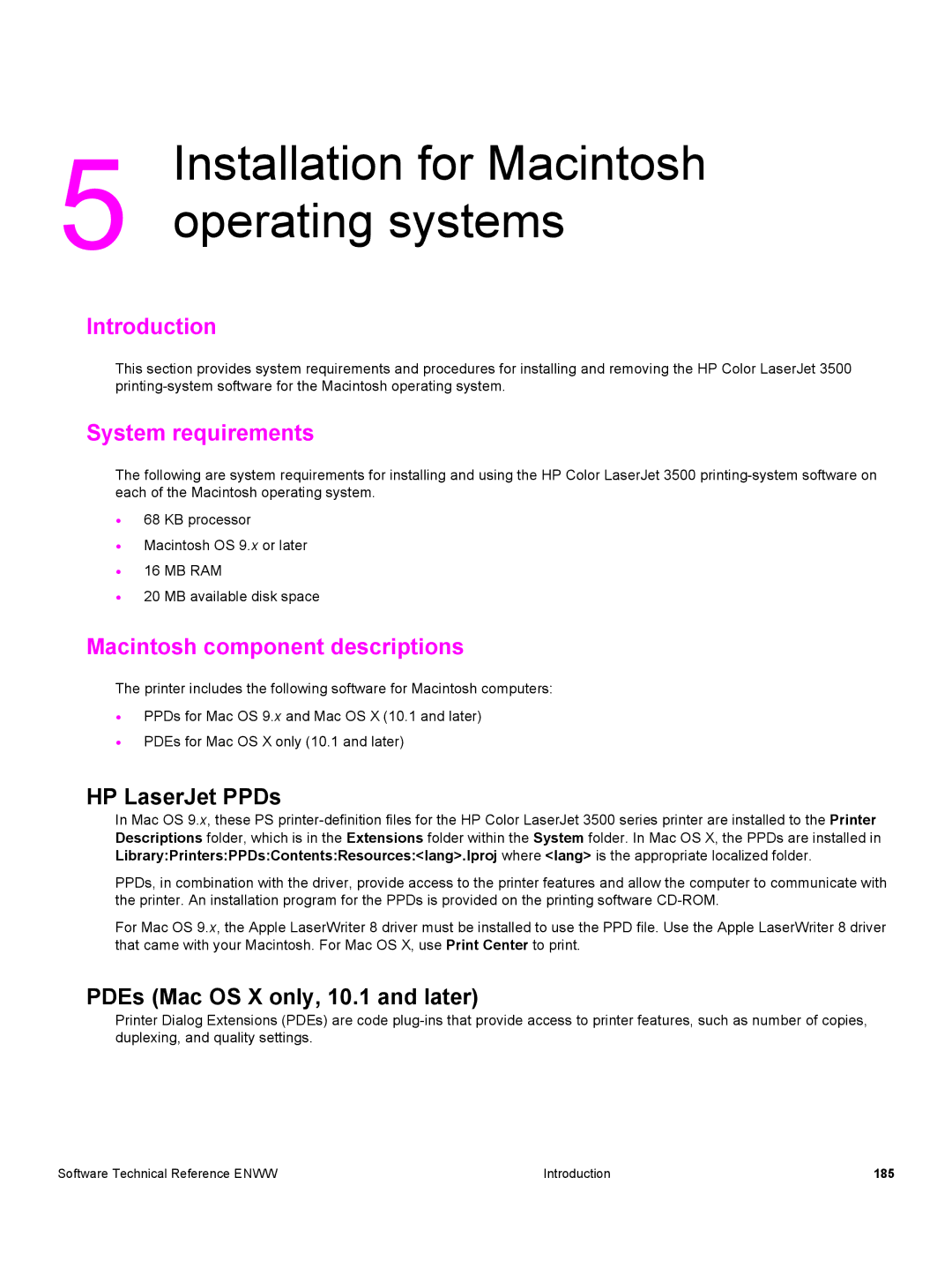 HP 3500 3500 manual Macintosh component descriptions, HP LaserJet PPDs, PDEs Mac OS X only, 10.1 and later 