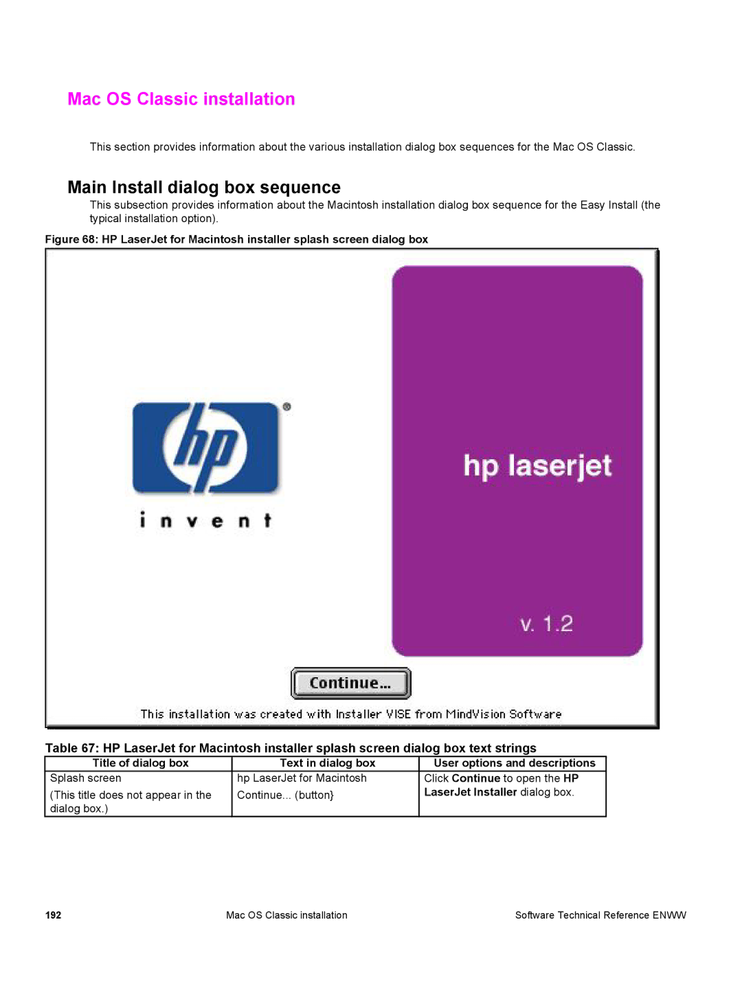 HP 3500 3500 manual Mac OS Classic installation, Main Install dialog box sequence 