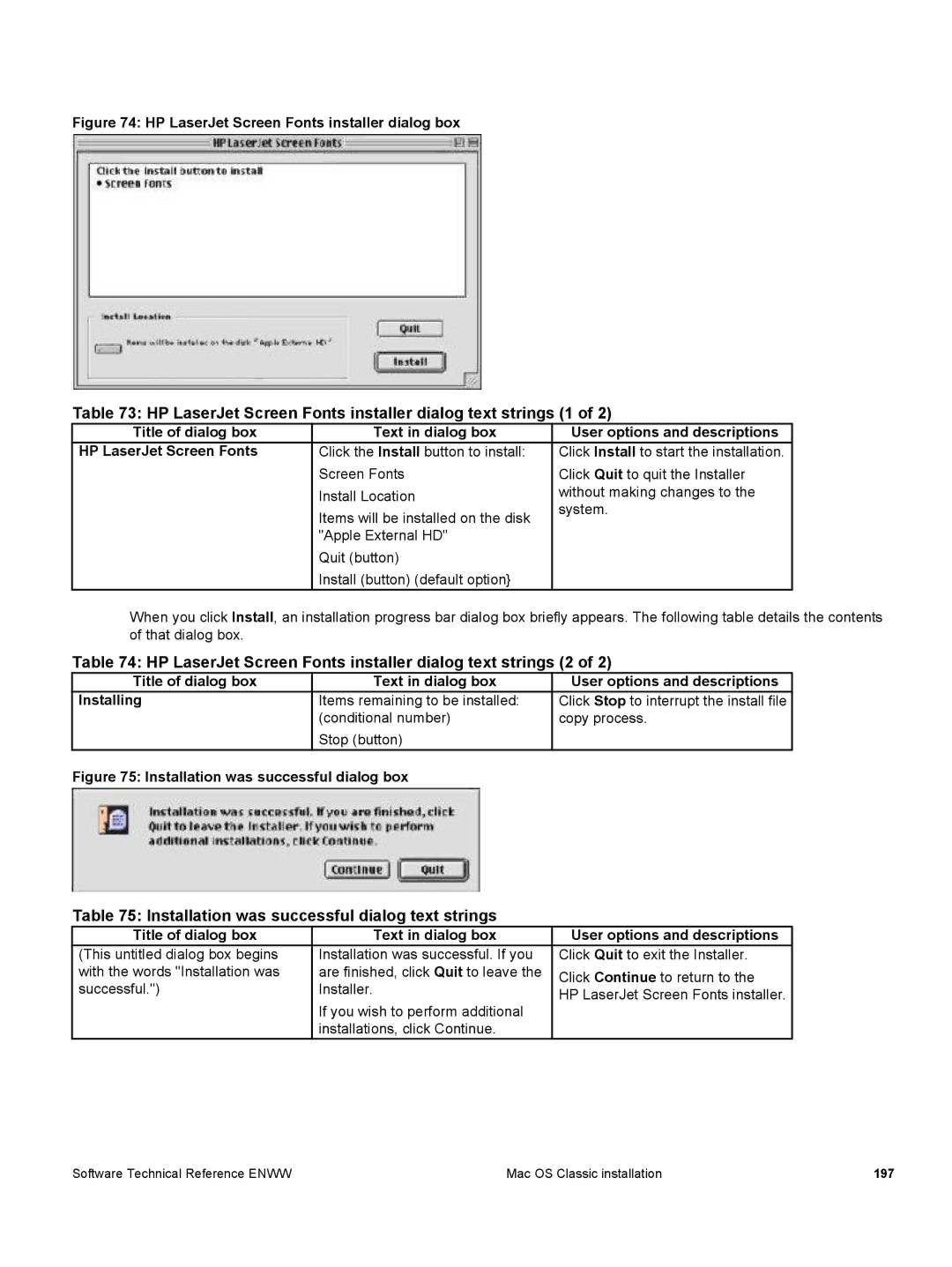 HP 3500 3500 HP LaserJet Screen Fonts installer dialog text strings 1, Installation was successful dialog text strings 