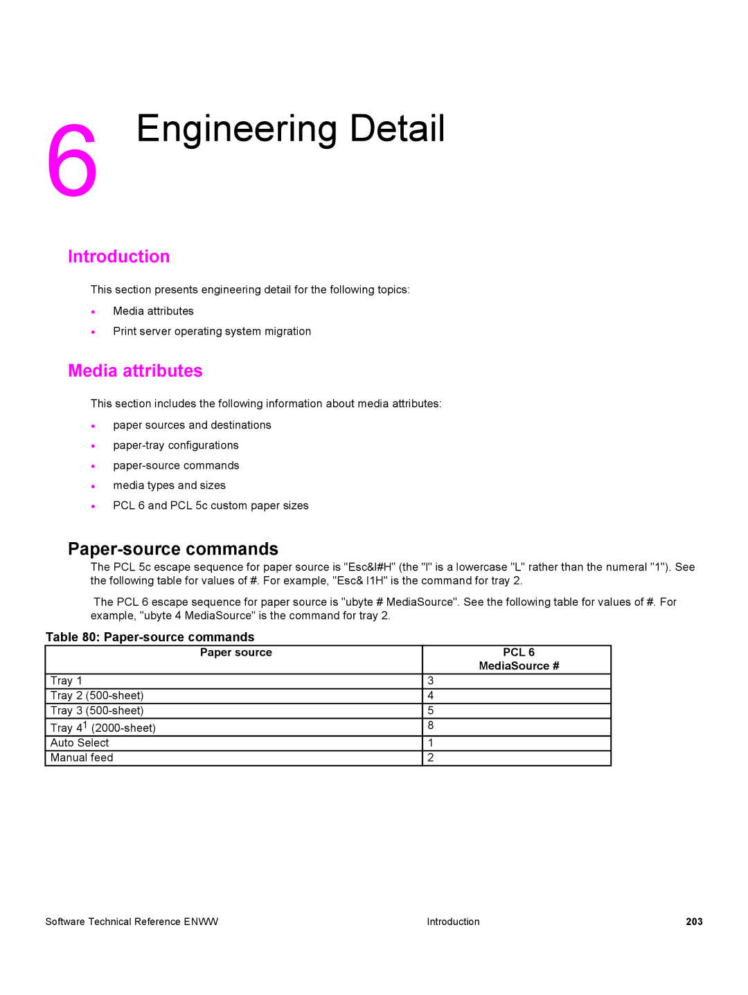 HP 3500 3500 manual Media attributes, Paper-source commands, Paper source, MediaSource # 