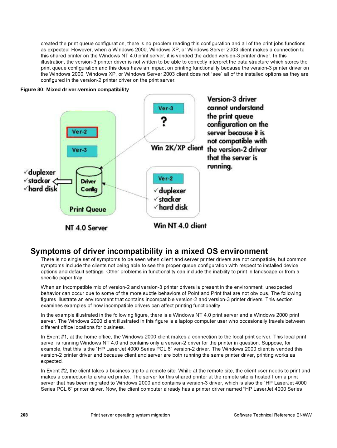 HP 3500 3500 manual Symptoms of driver incompatibility in a mixed OS environment 