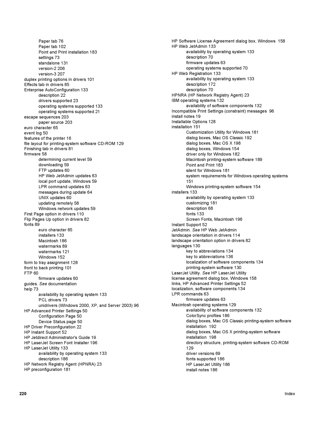 HP 3500 3500 manual Index 