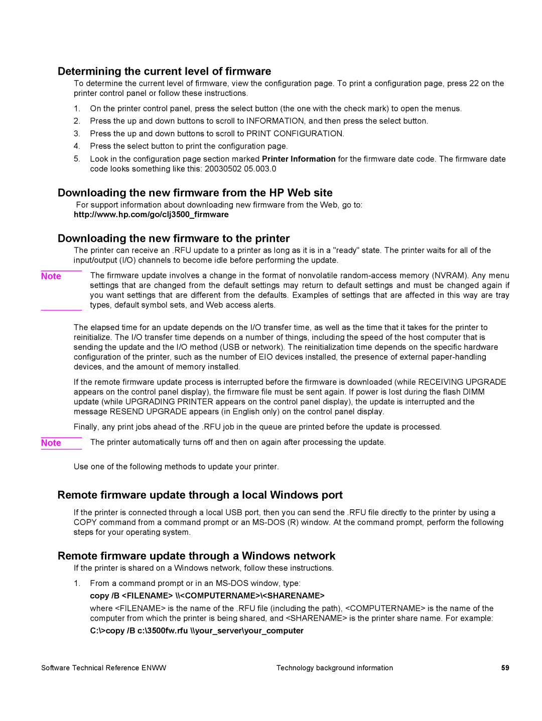 HP 3500 3500 manual Determining the current level of firmware, Downloading the new firmware from the HP Web site 