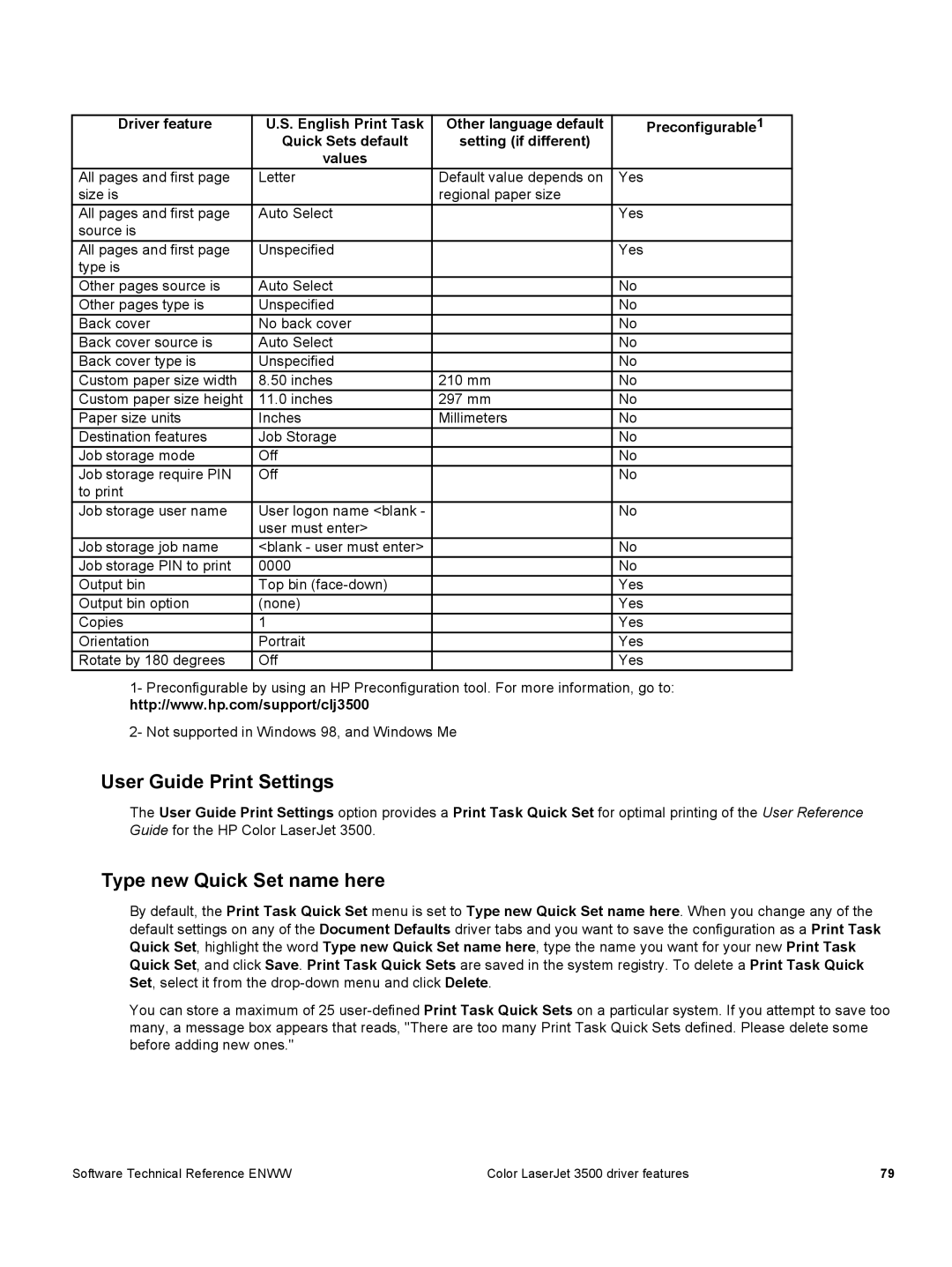 HP 3500 3500 manual User Guide Print Settings, Type new Quick Set name here 