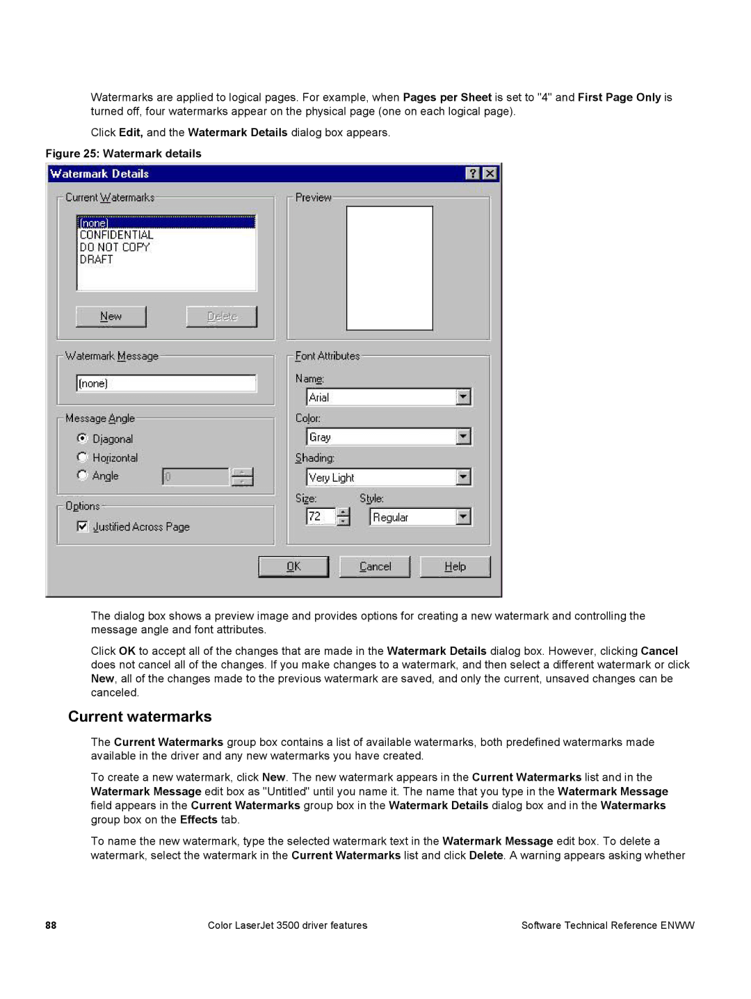 HP 3500 3500 manual Current watermarks, Watermark details 