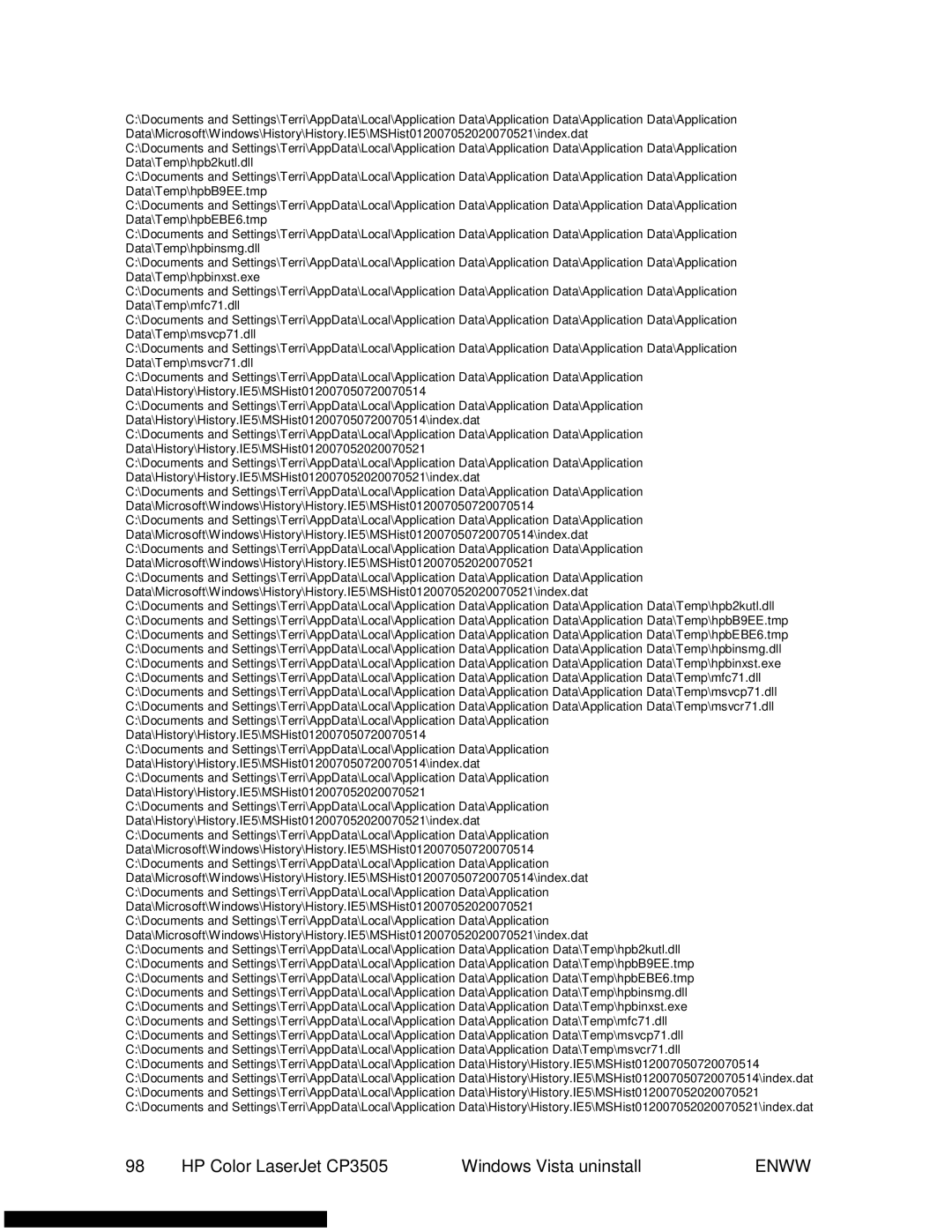 HP 3500 manual HP Color LaserJet CP3505 Windows Vista uninstall 