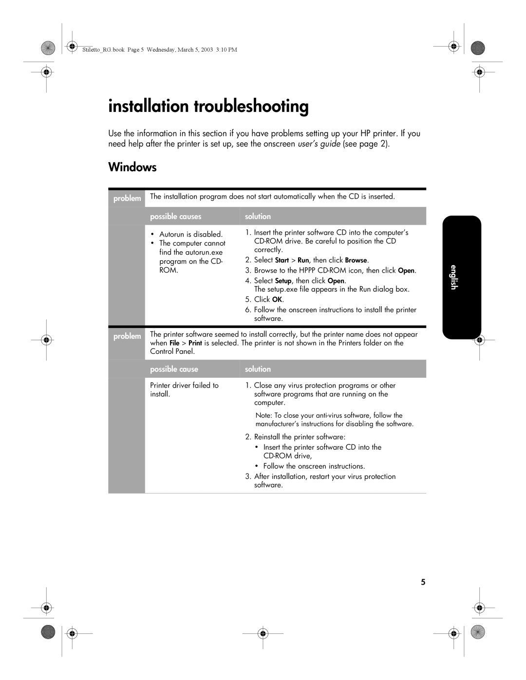 HP 3500 manual Installation troubleshooting, Solution 