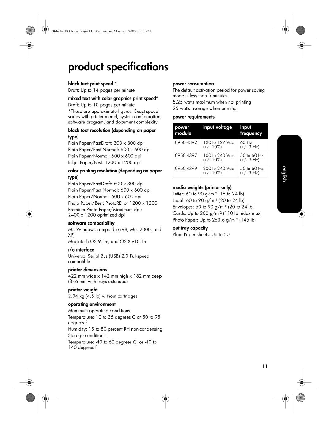 HP 3500 manual Product specifications, Mixed text with color graphics print speed 