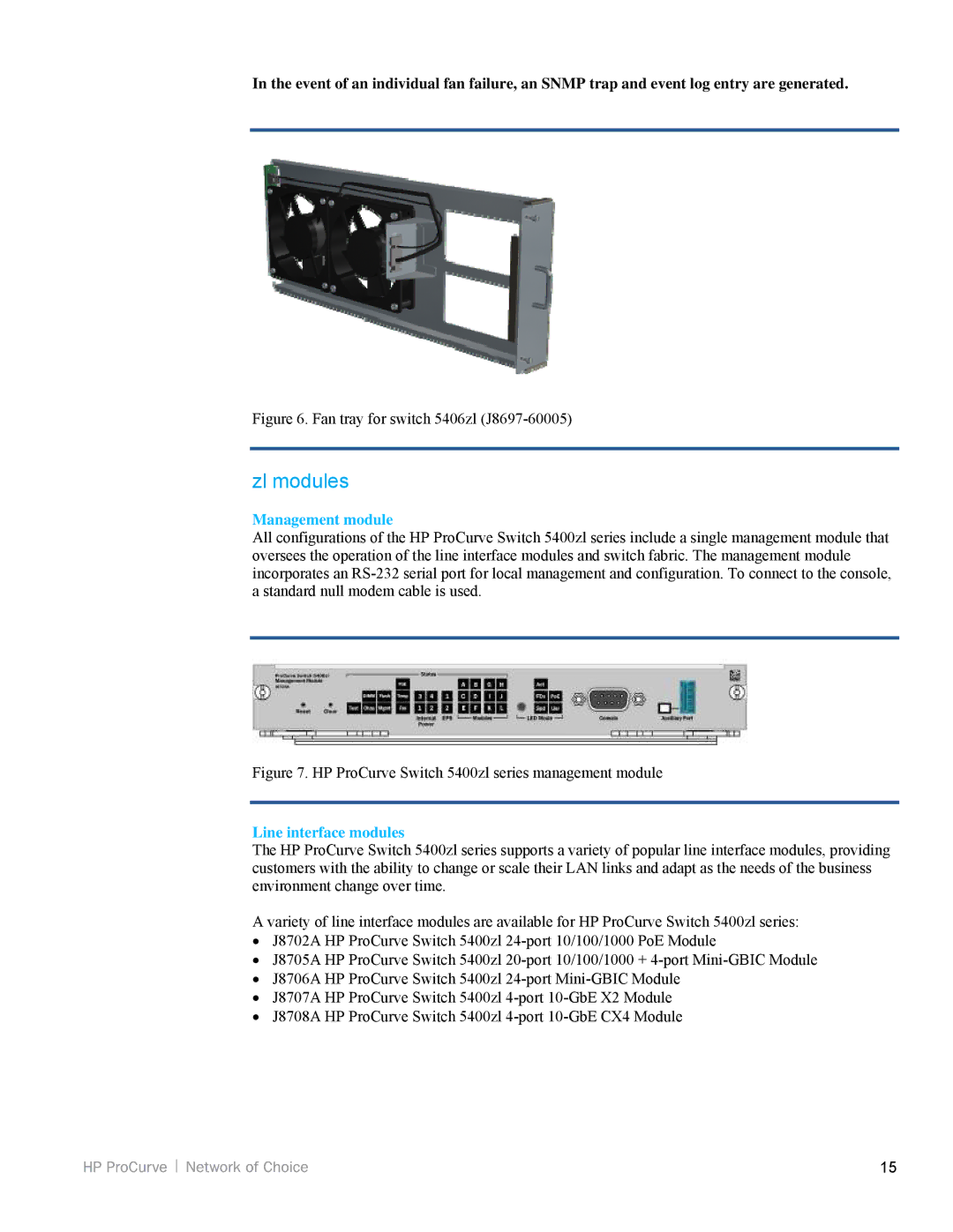 HP 5200zl, 3500yl manual Zl modules, Management module 