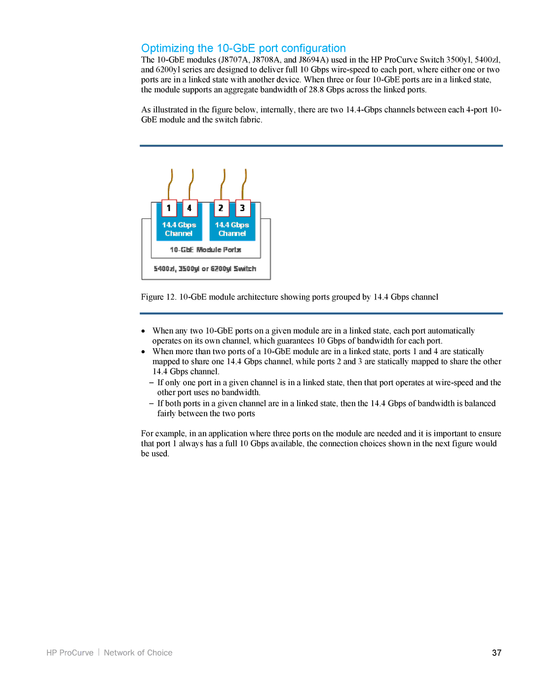 HP 5200zl, 3500yl manual Optimizing the 10-GbE port configuration 