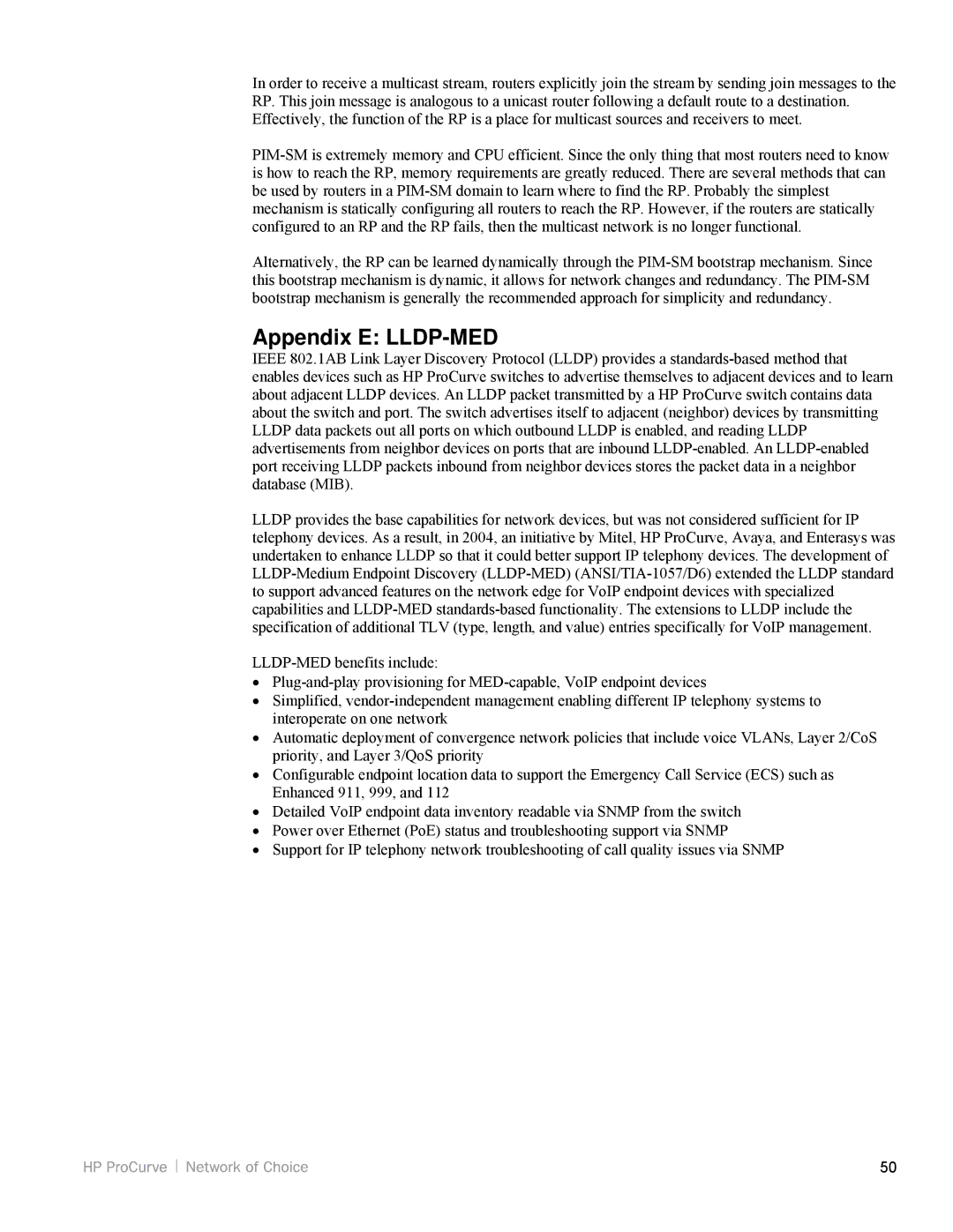 HP 3500yl, 5200zl manual Appendix E LLDP-MED 