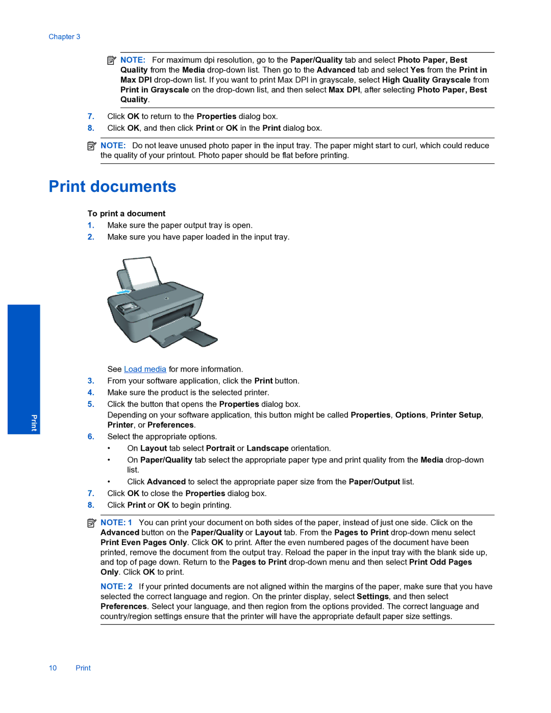 HP 3510 manual Print documents, To print a document 