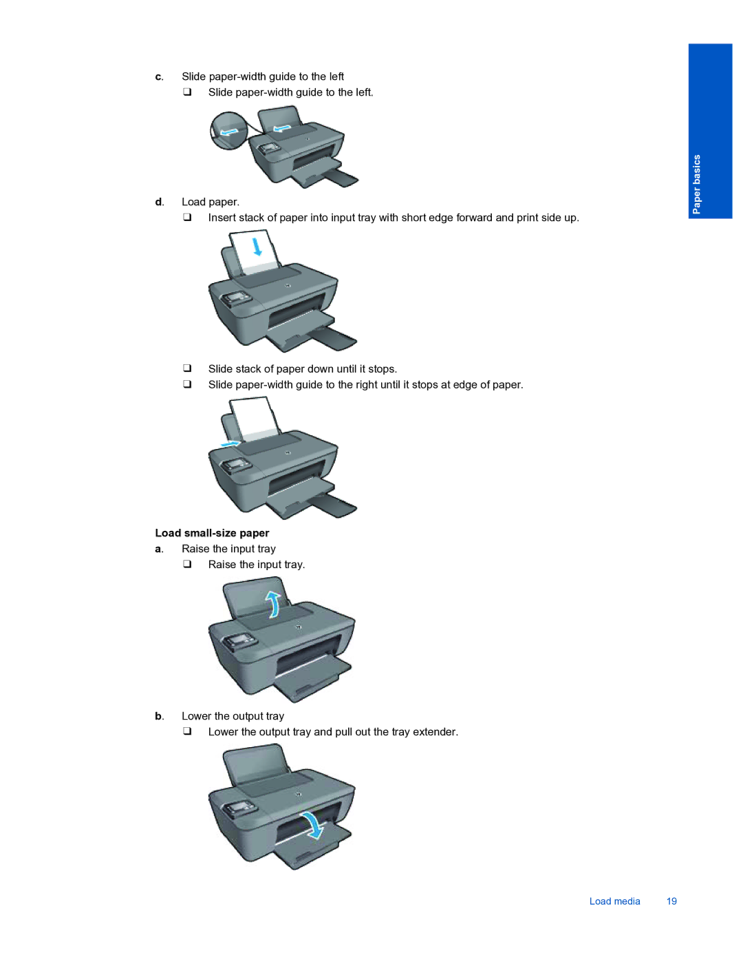 HP 3510 manual Load small-size paper a. Raise the input tray 