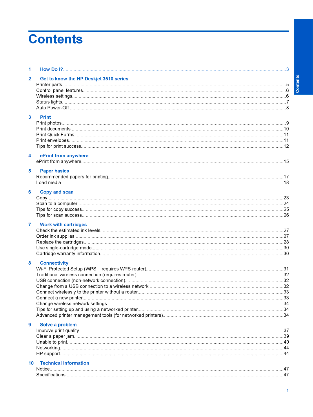 HP 3512, 3511, 3510 manual Contents 