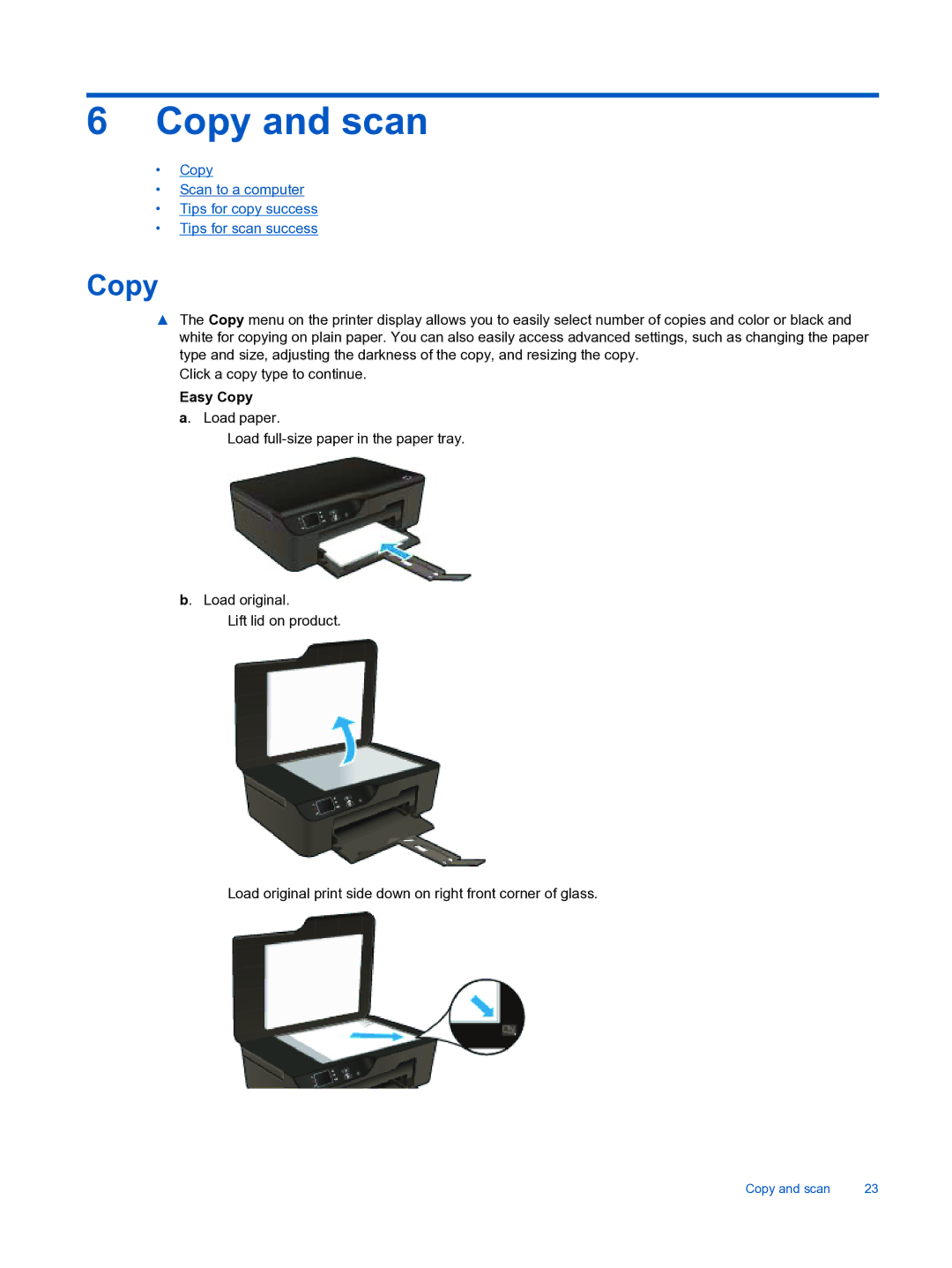 HP 3522, 3526 manual Copy and scan, Easy Copy 