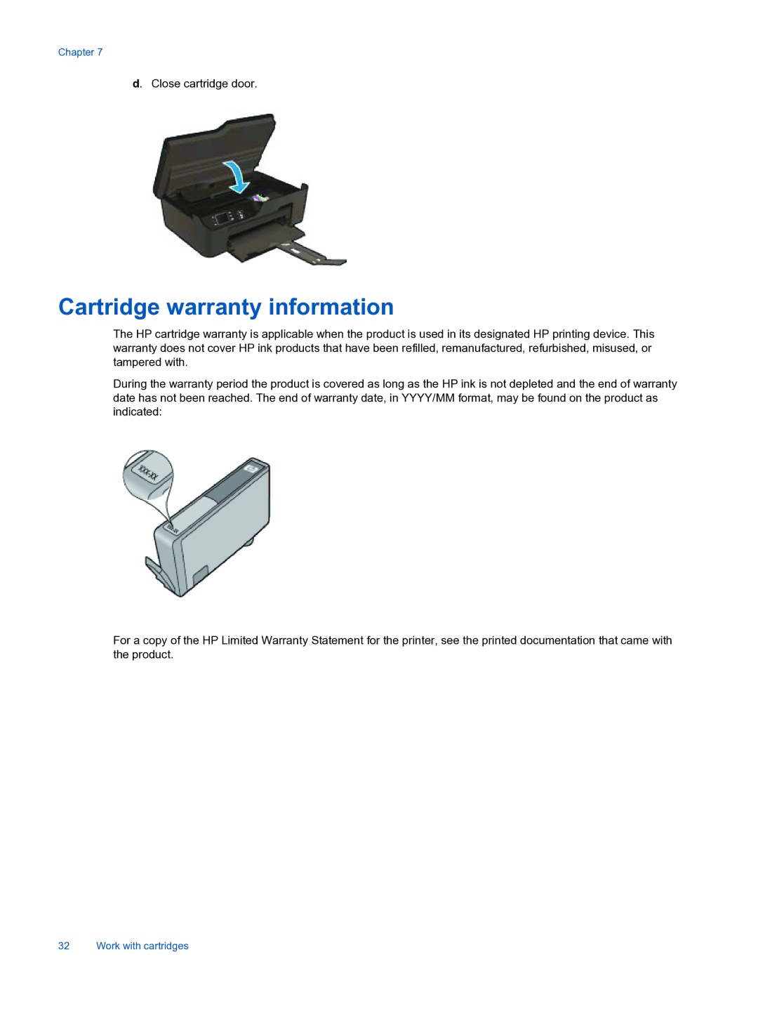 HP 3526, 3522 manual Cartridge warranty information 