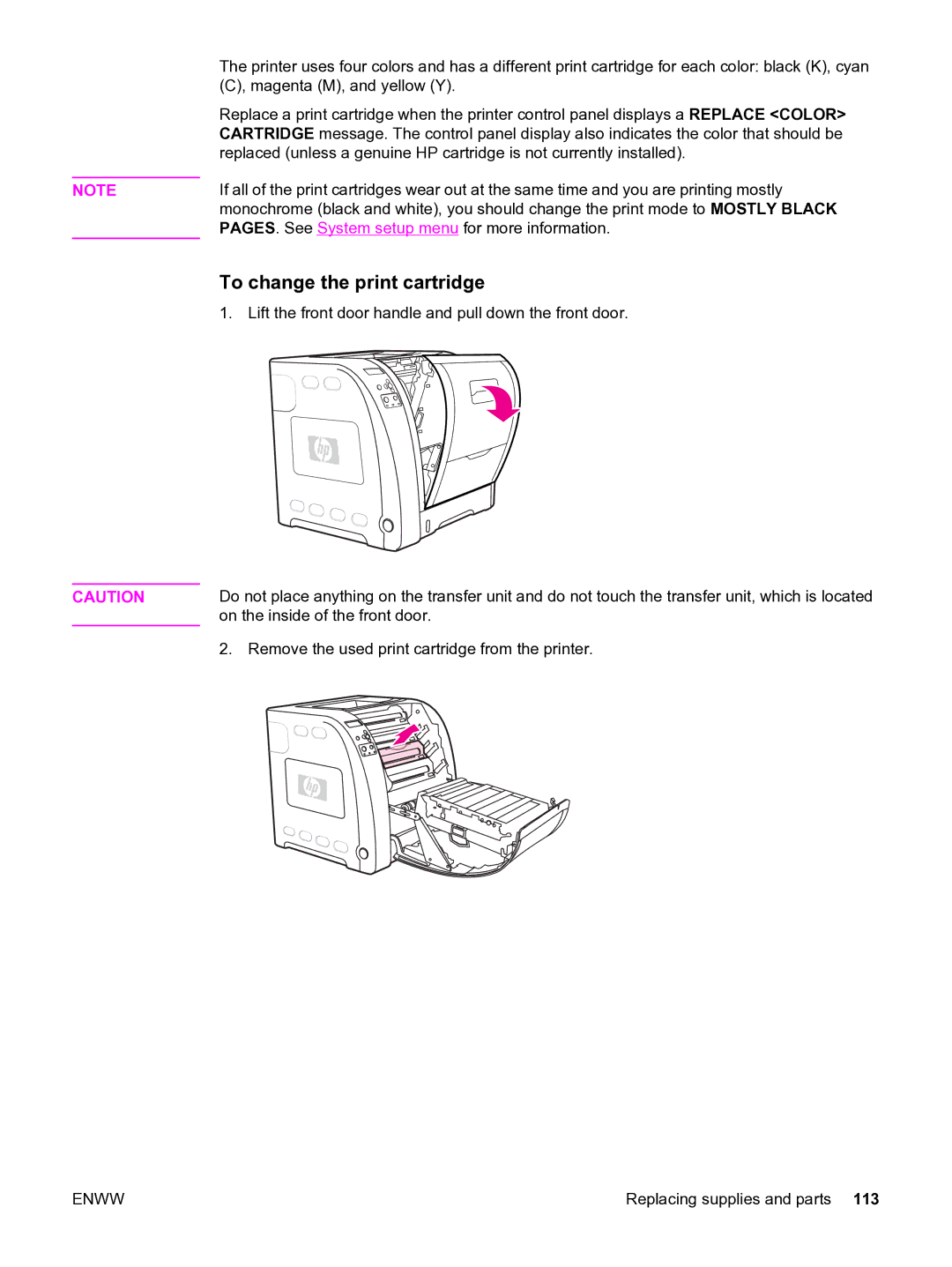 HP 3550 manual To change the print cartridge 