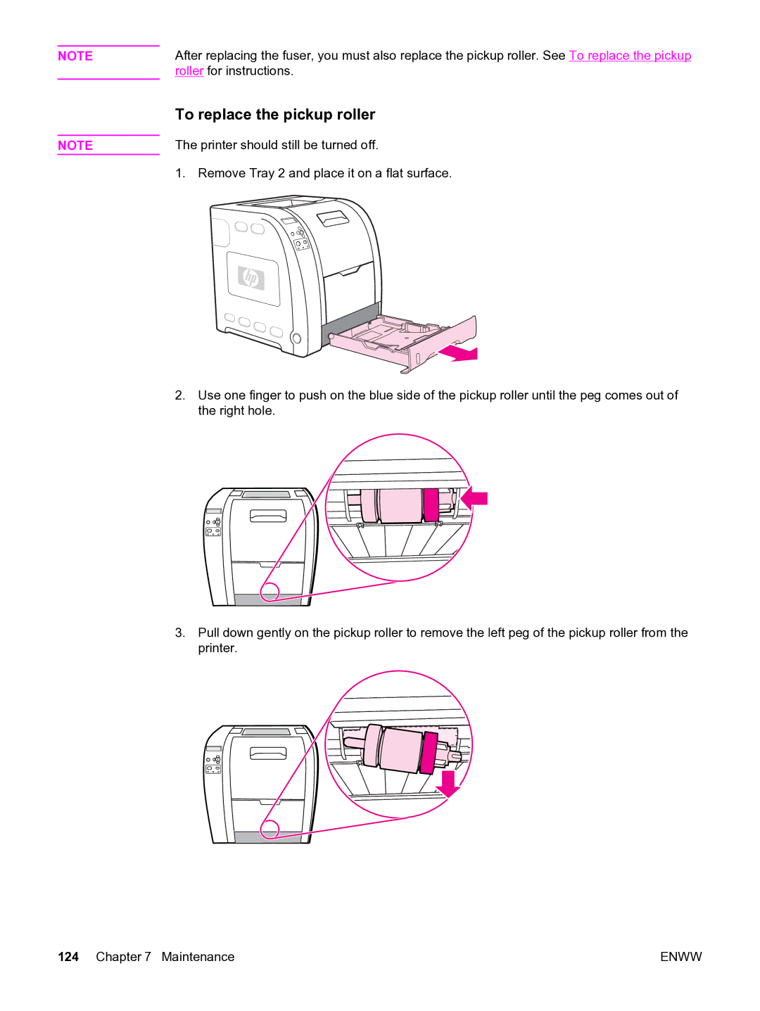 HP 3550 manual To replace the pickup roller 