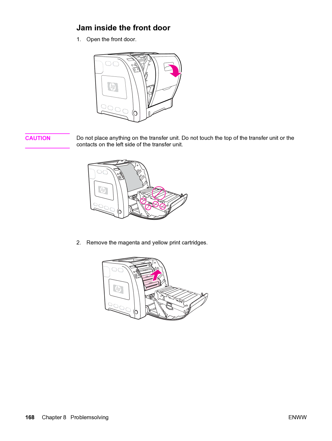 HP 3550 manual Jam inside the front door 