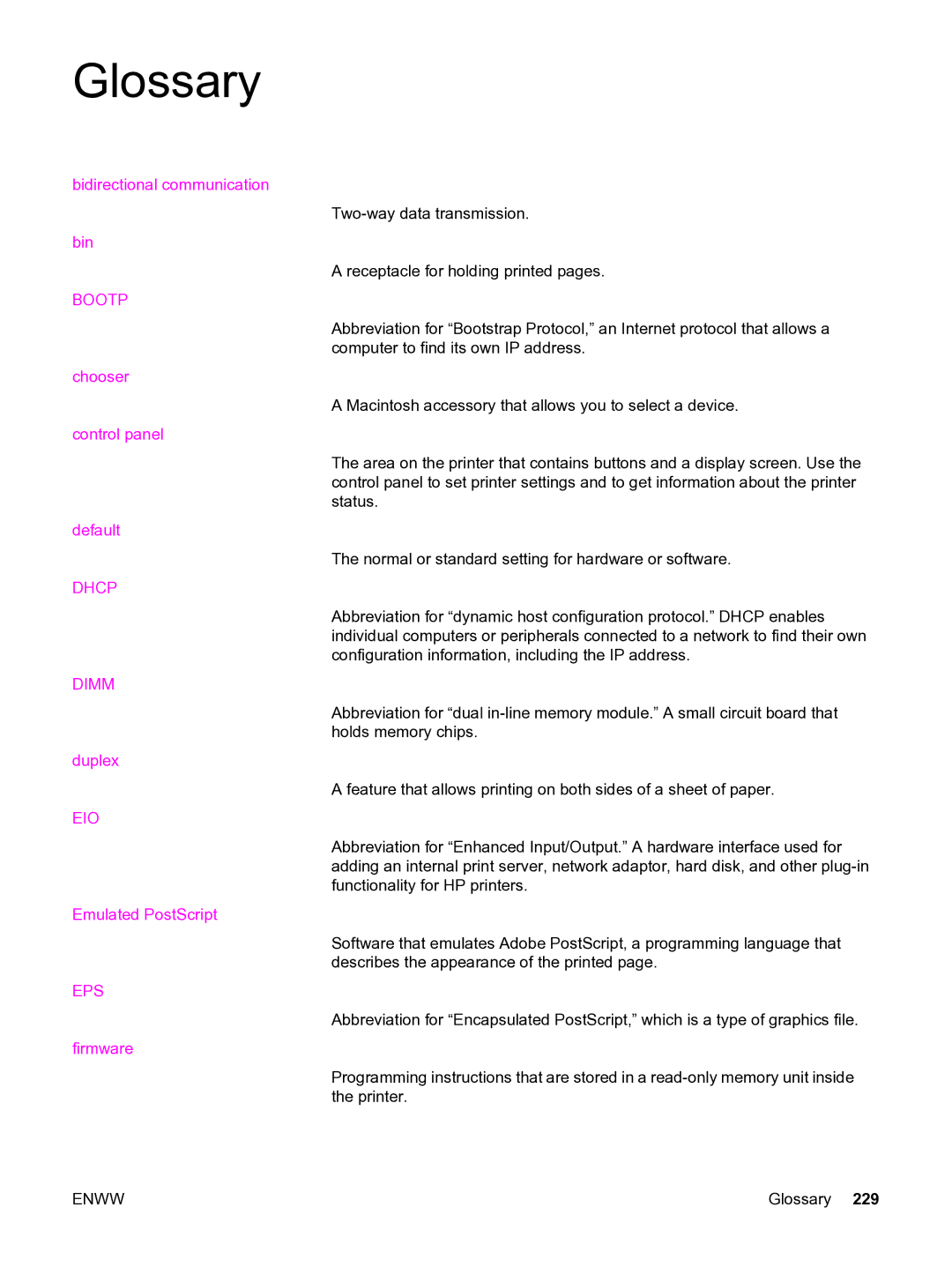 HP 3550 manual Glossary, Bootp 