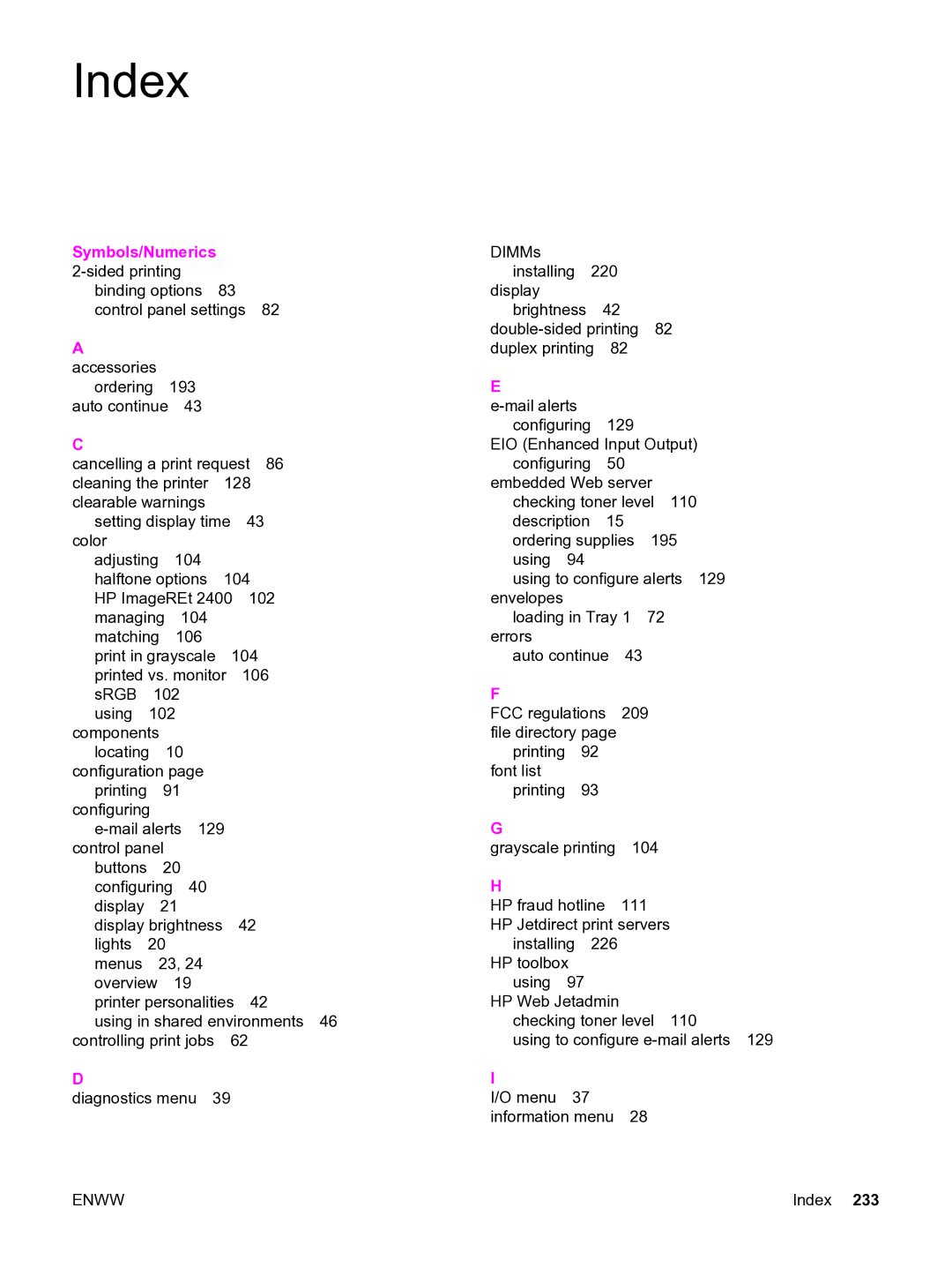 HP 3550 manual Index, Symbols/Numerics 