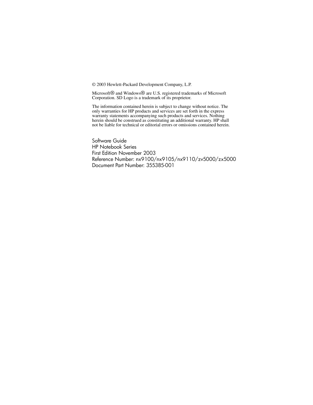 HP 355385-001 manual 