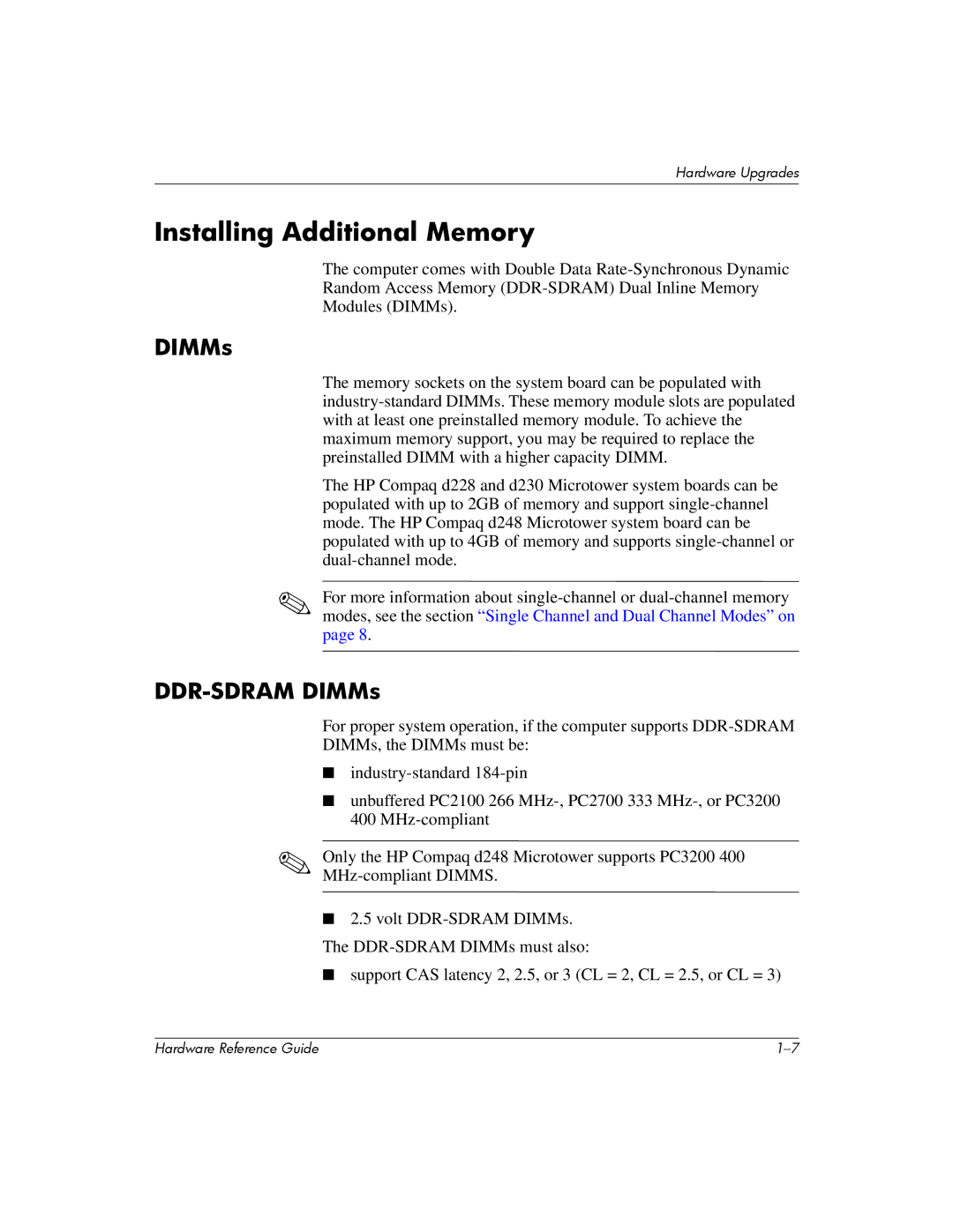 HP 355856-001 manual Installing Additional Memory, DDR-SDRAM DIMMs 