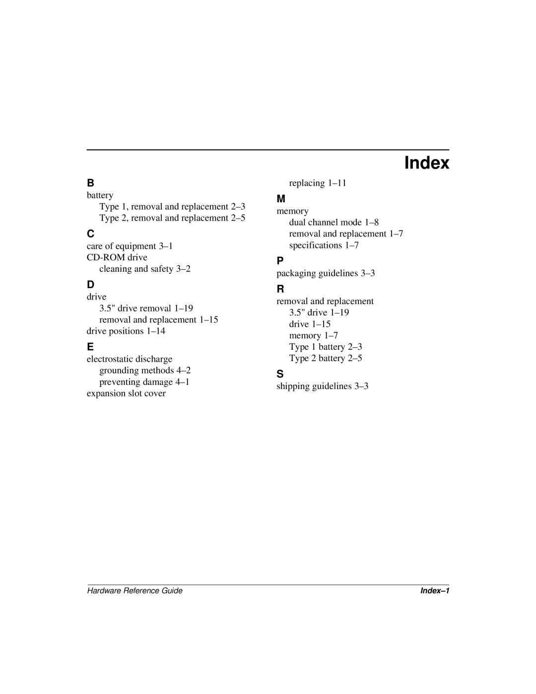 HP 355856-001 manual Index 