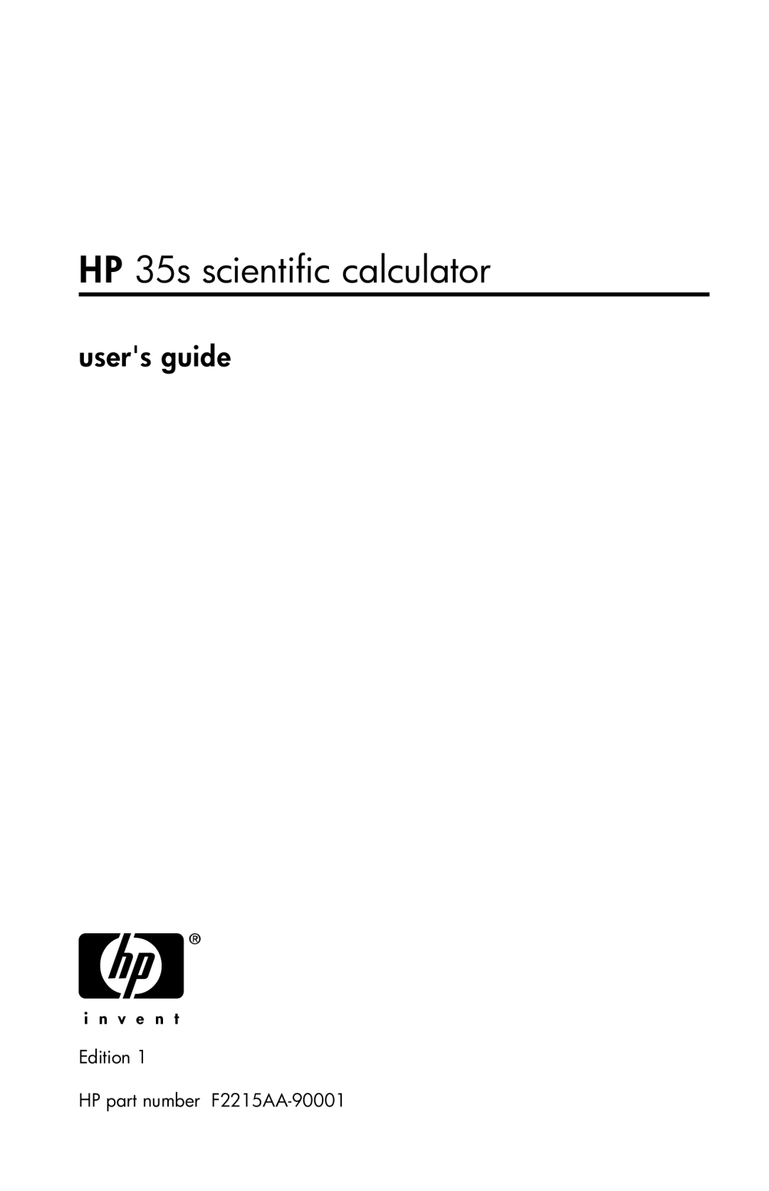 HP 35s Scientific manual HP 35s scientific calculator, Users guide 