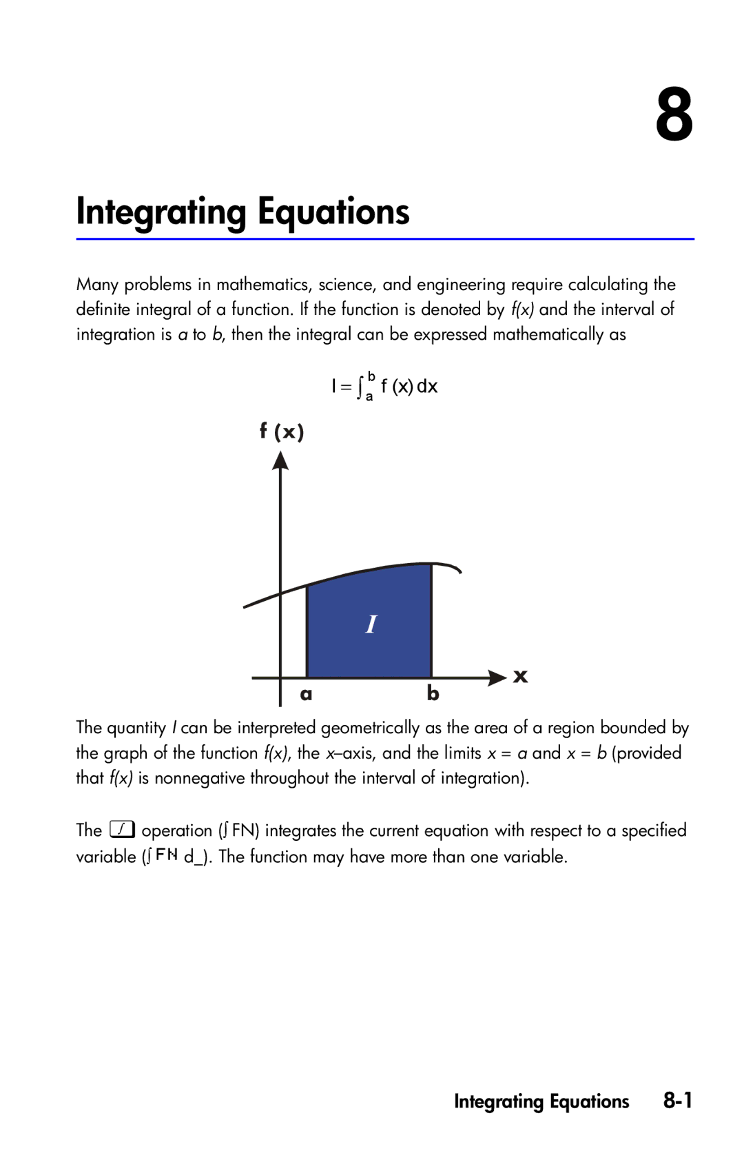 HP 35s Scientific manual Integrating Equations 