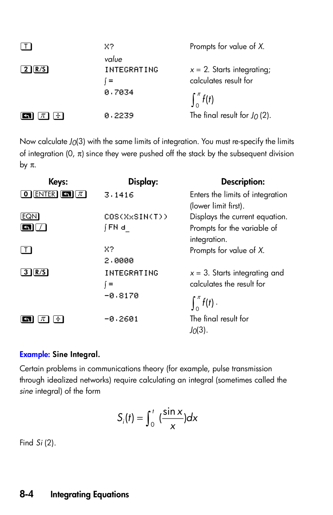 HP 35s Scientific manual , = t, 4Integrating Equations 