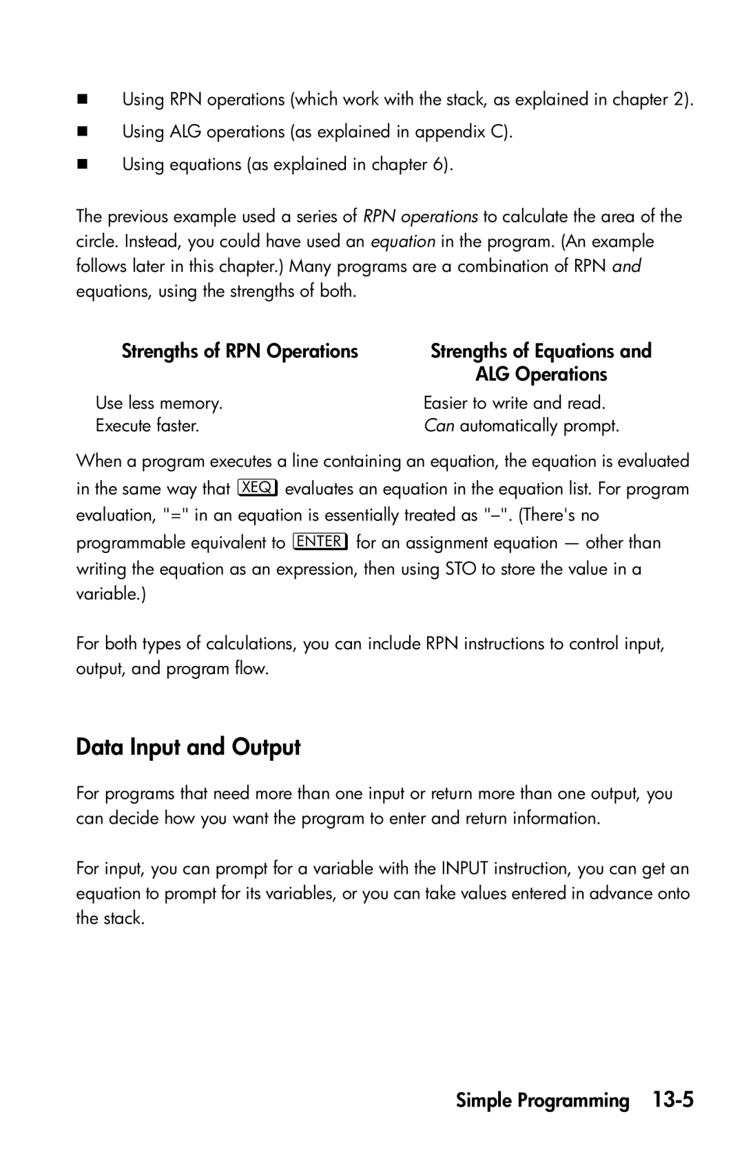 HP 35s Scientific manual Data Input and Output, Strengths of RPN Operations 