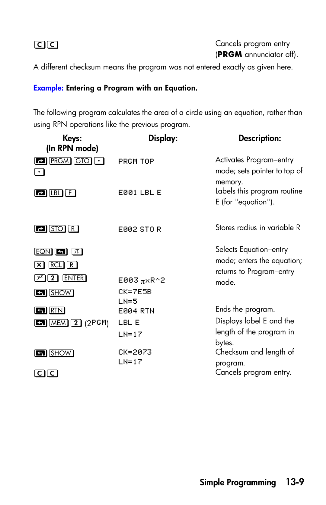 HP 35s Scientific manual E, R,  R , RPN mode 