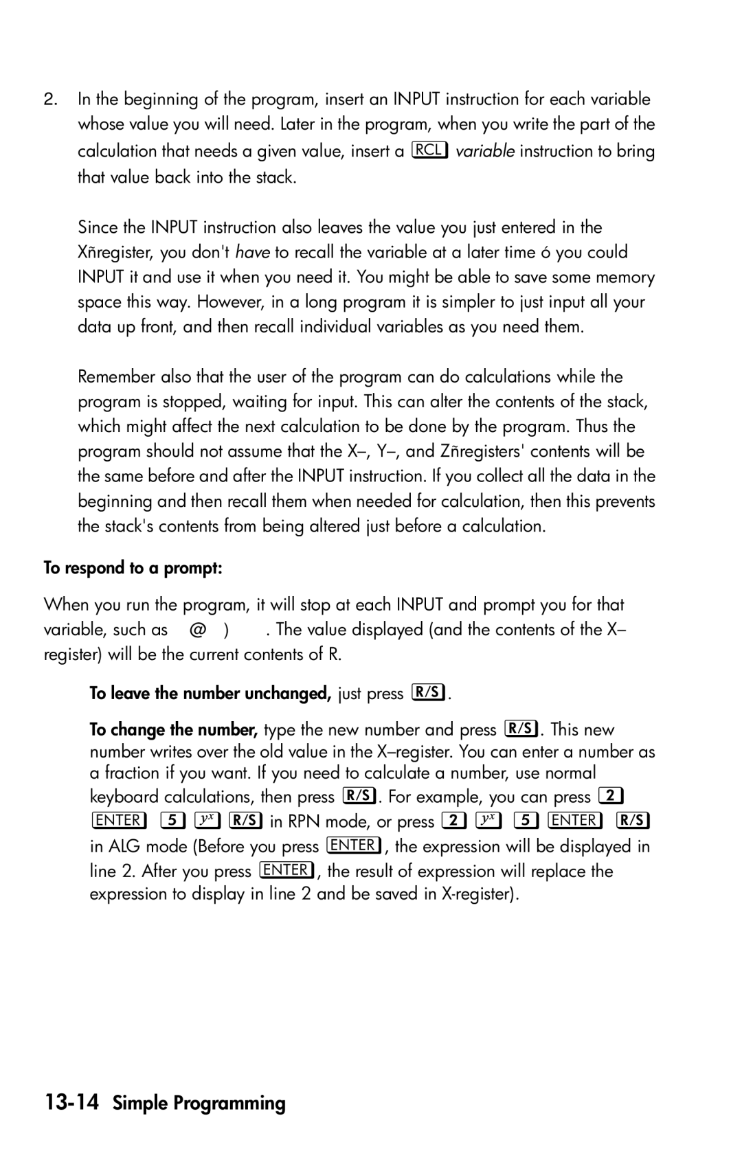 HP 35s Scientific manual 13-14Simple Programming 