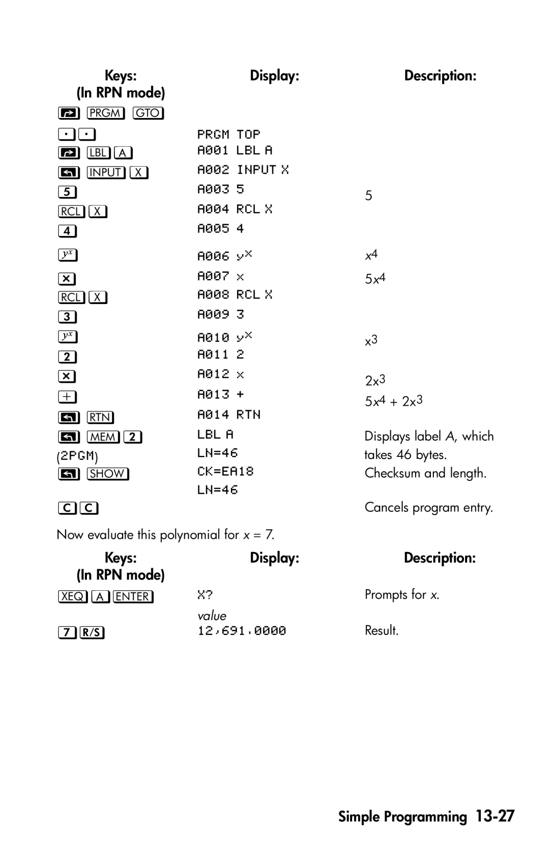 HP 35s Scientific manual   A X    , A  