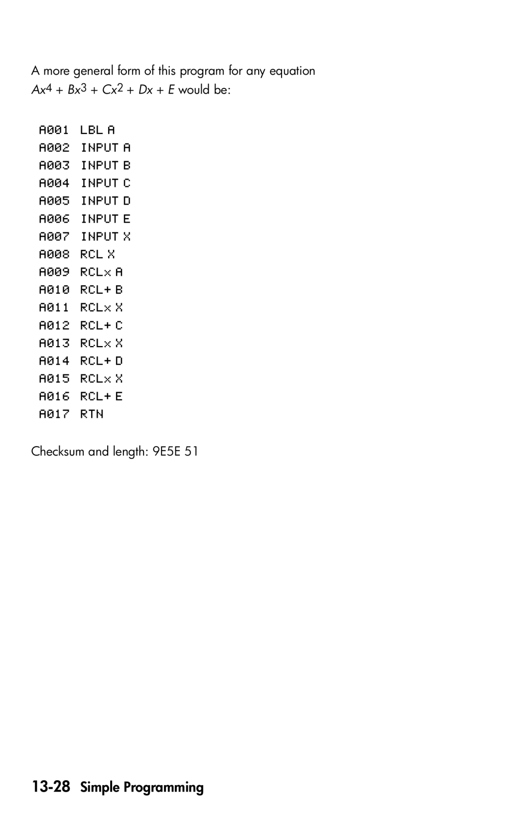 HP 35s Scientific manual 13-28Simple Programming 